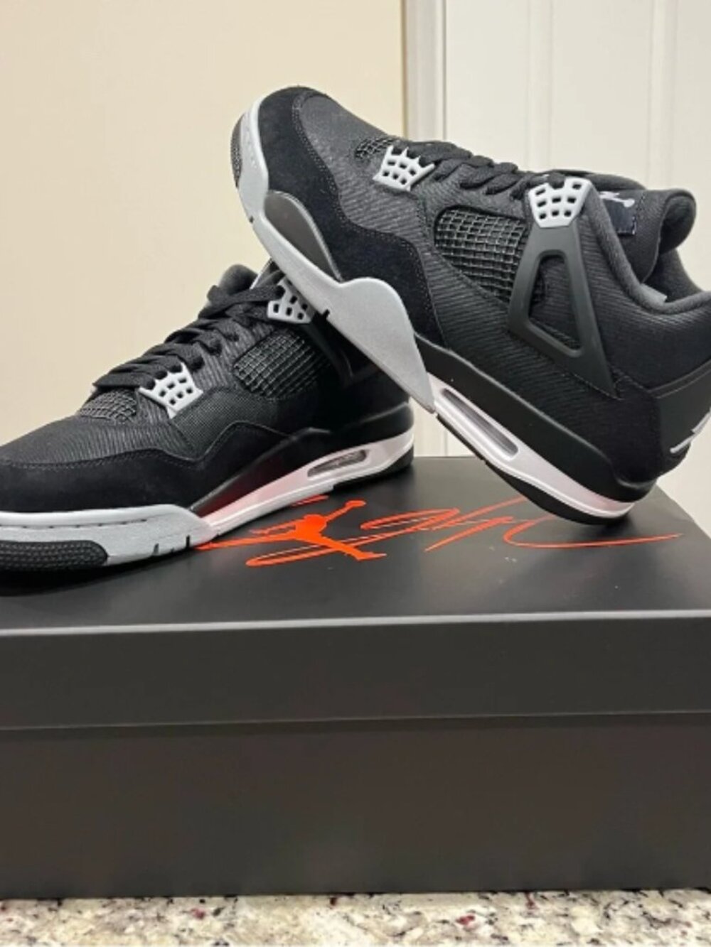 Brand New Air Jordan 4 Retro Black Canvas